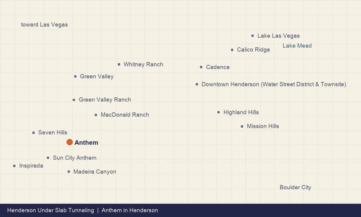 Map showing the location of Anthem within Henderson, Nevada