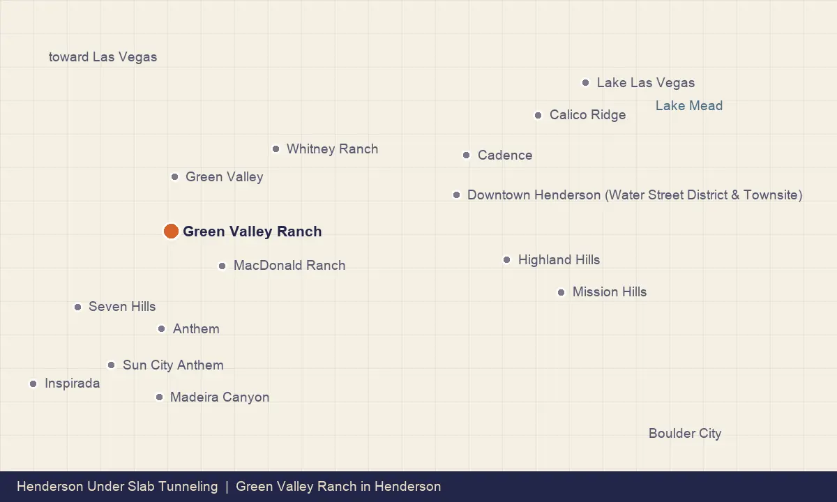 Map showing the location of Green Valley Ranch within Henderson, Nevada