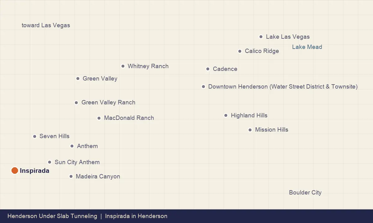 Map showing the location of Inspirada within Henderson, Nevada
