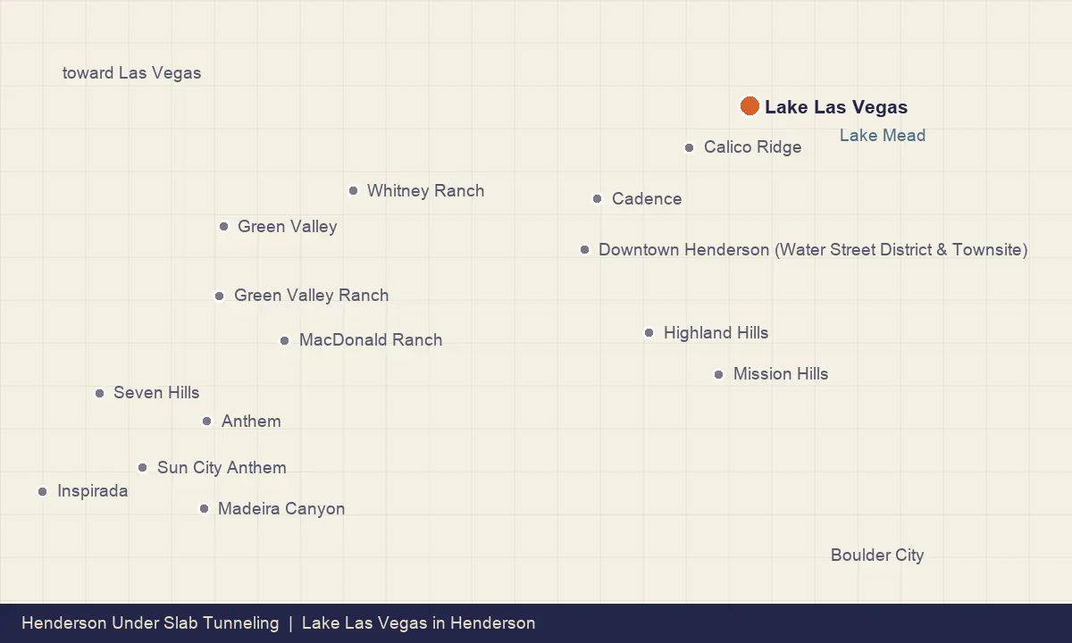Map showing the location of Lake Las Vegas within Henderson, Nevada