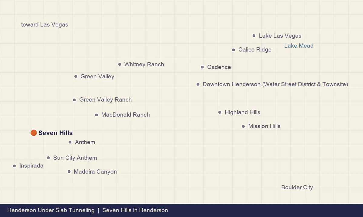 Map showing the location of Seven Hills within Henderson, Nevada