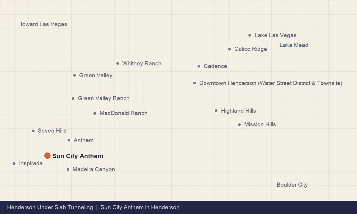 Map showing the location of Sun City Anthem within Henderson, Nevada