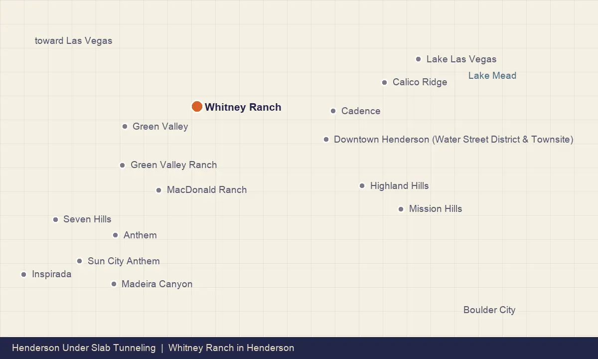 Map showing the location of Whitney Ranch within Henderson, Nevada