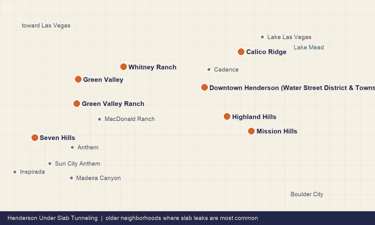 Map highlighting older Henderson neighborhoods