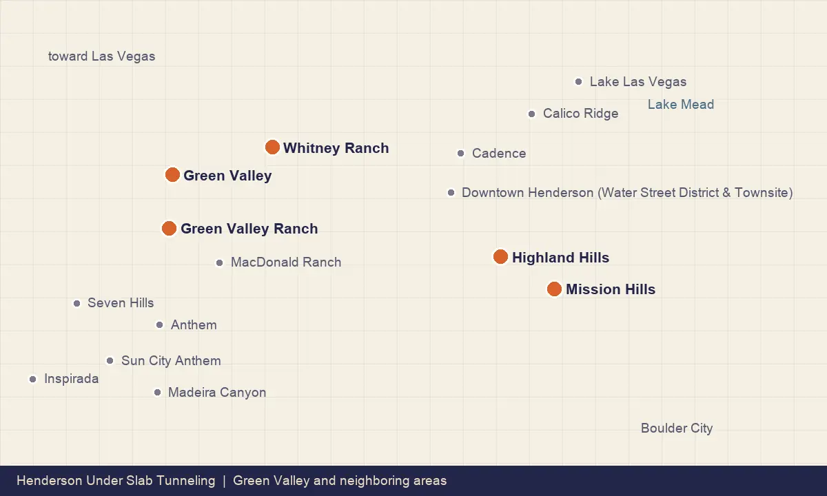 Map of Green Valley and its neighboring Henderson communities