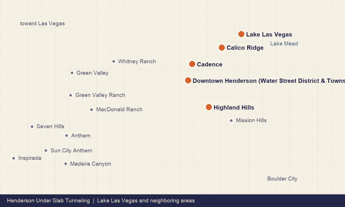 Map of Lake Las Vegas and its neighboring Henderson communities