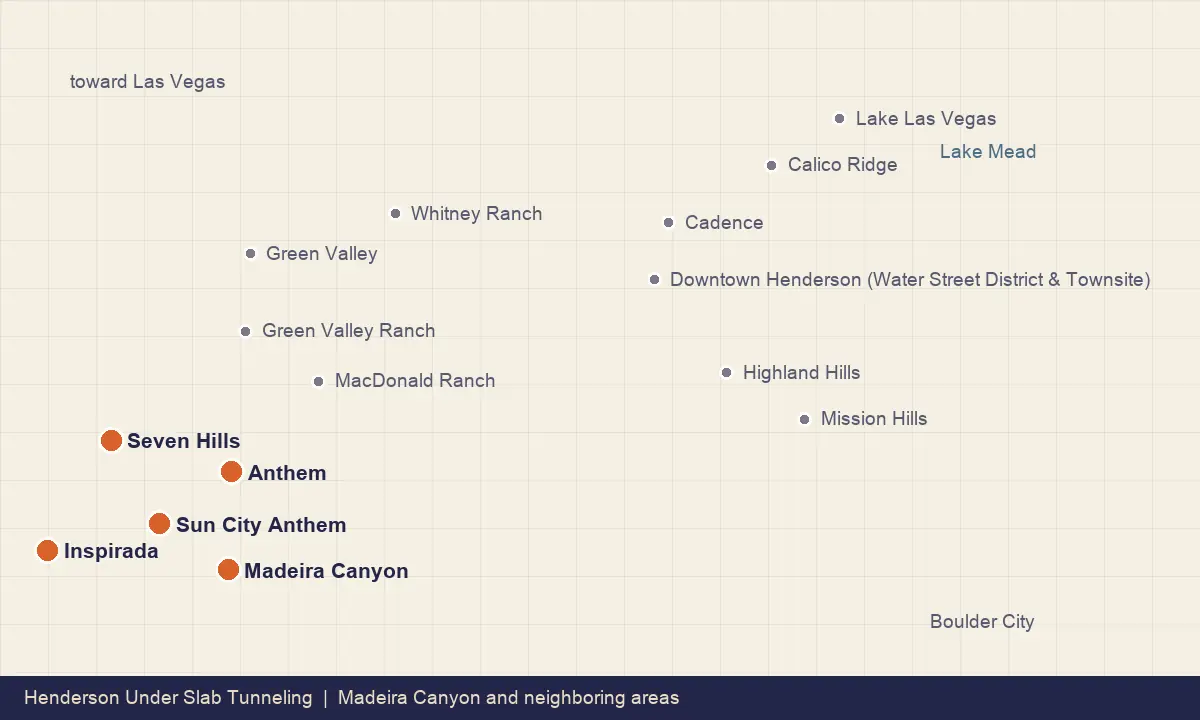 Map of Madeira Canyon and its neighboring Henderson communities