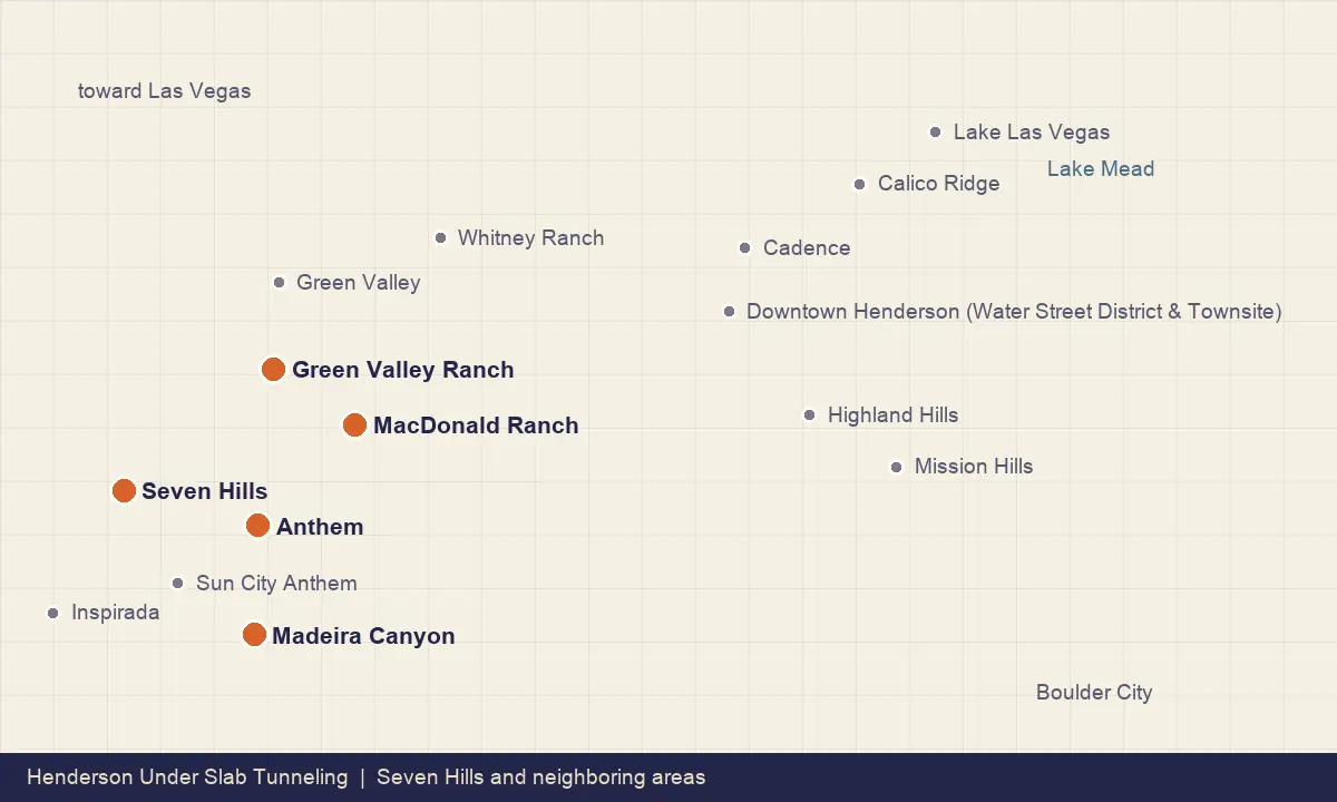 Map of Seven Hills and its neighboring Henderson communities